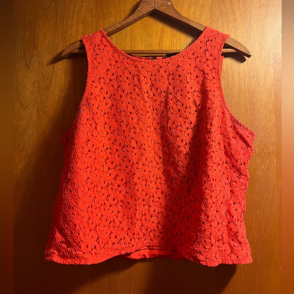 Nicole by Nicole Miller Red Lace Dress Shirt